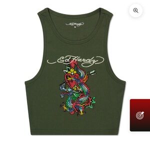 Ed Hardy Dragon Heart Rib Knit Tank